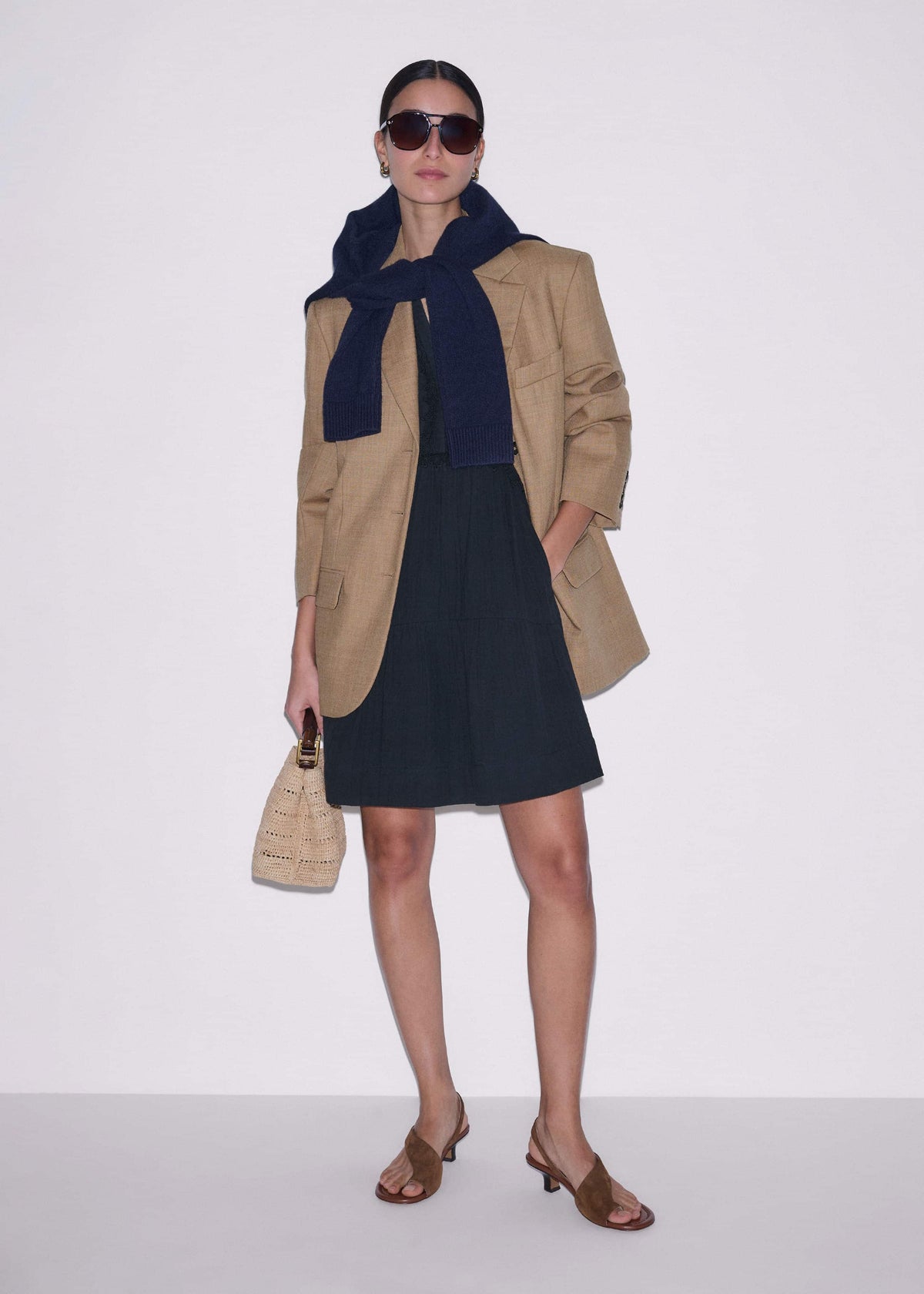 Navy Cheesecloth Short Swing Dress | ME+EM Clothing