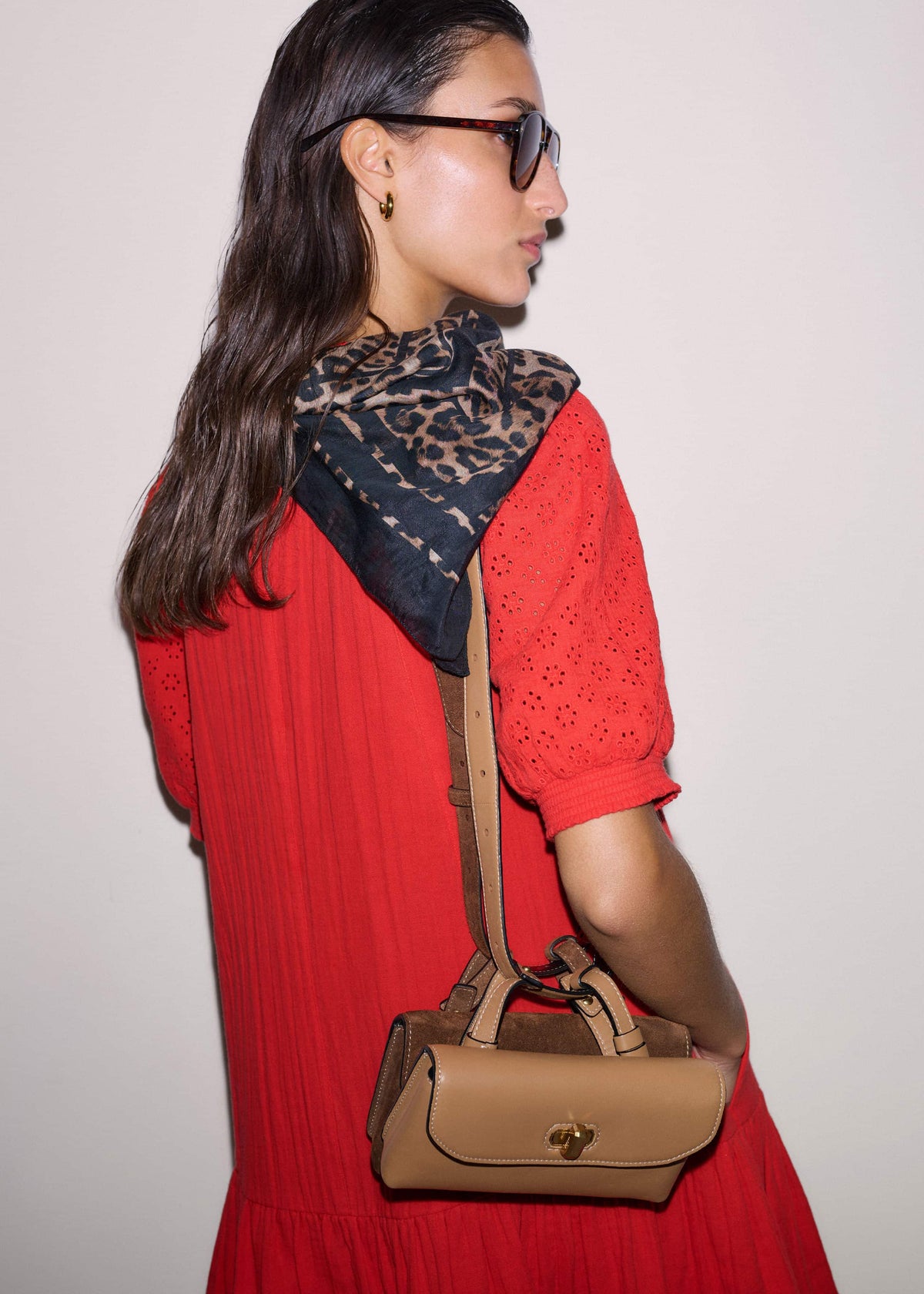 Red Embroidered Cheesecloth Short Dress | ME+EM Clothing
