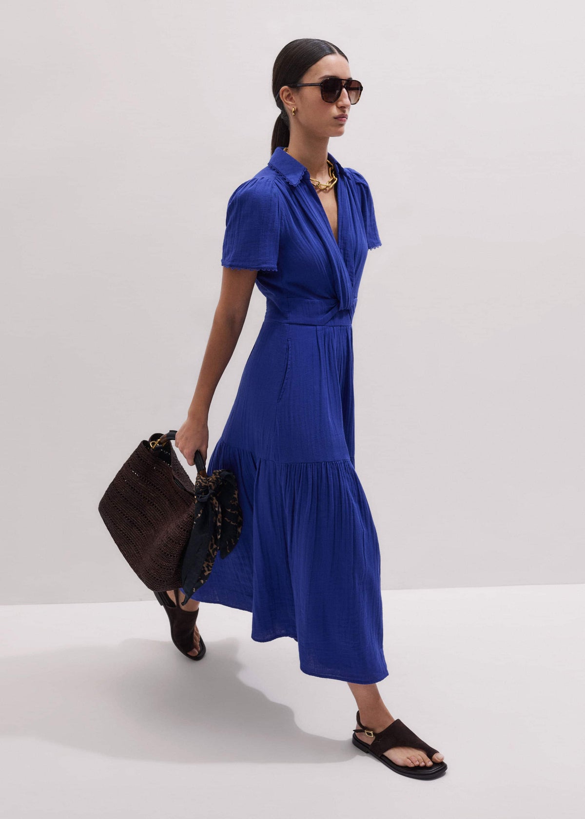 Blue Cheesecloth Fit + Flare Maxi Dress | ME+EM Clothing