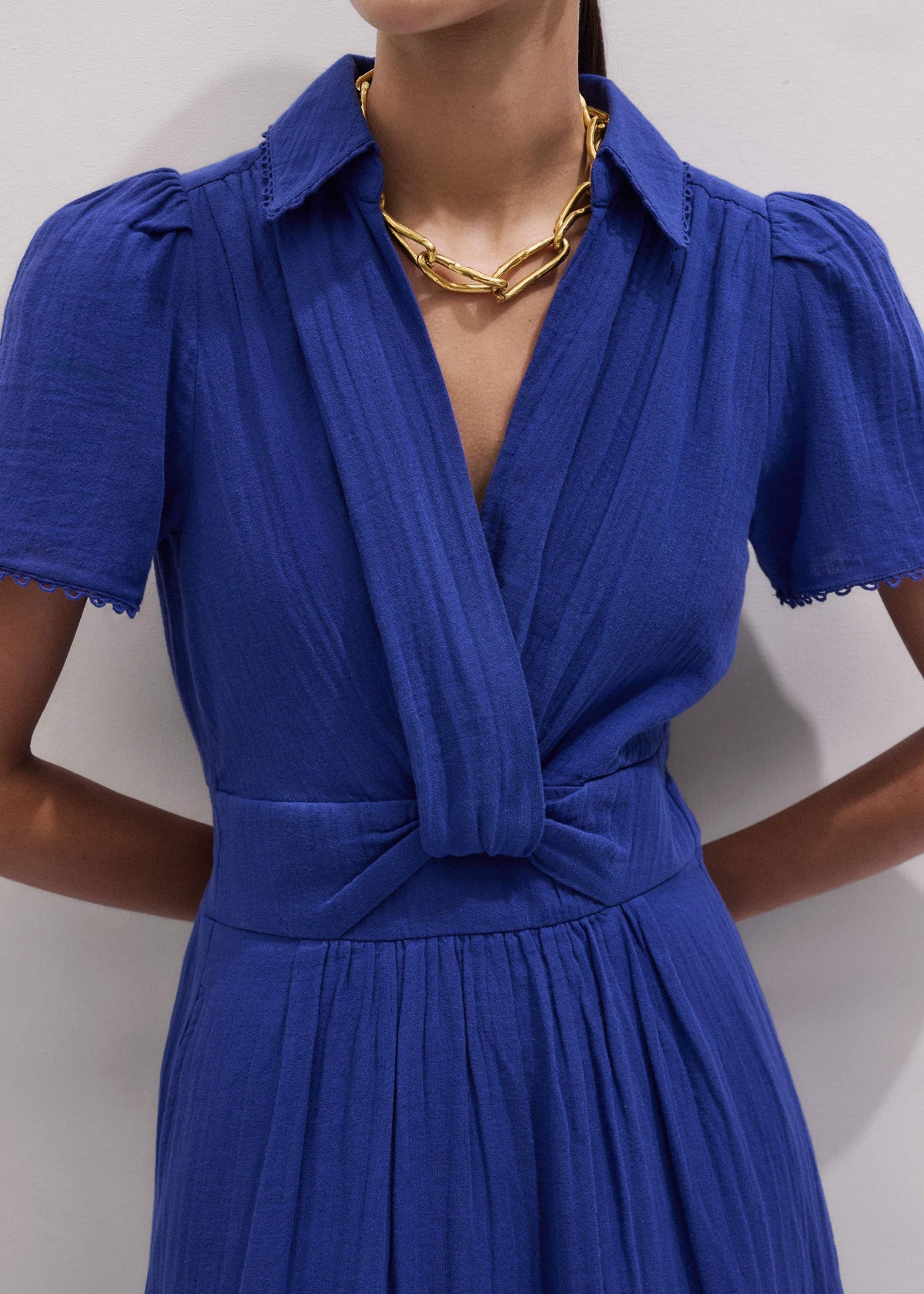 Blue Cheesecloth Fit + Flare Maxi Dress | ME+EM Clothing