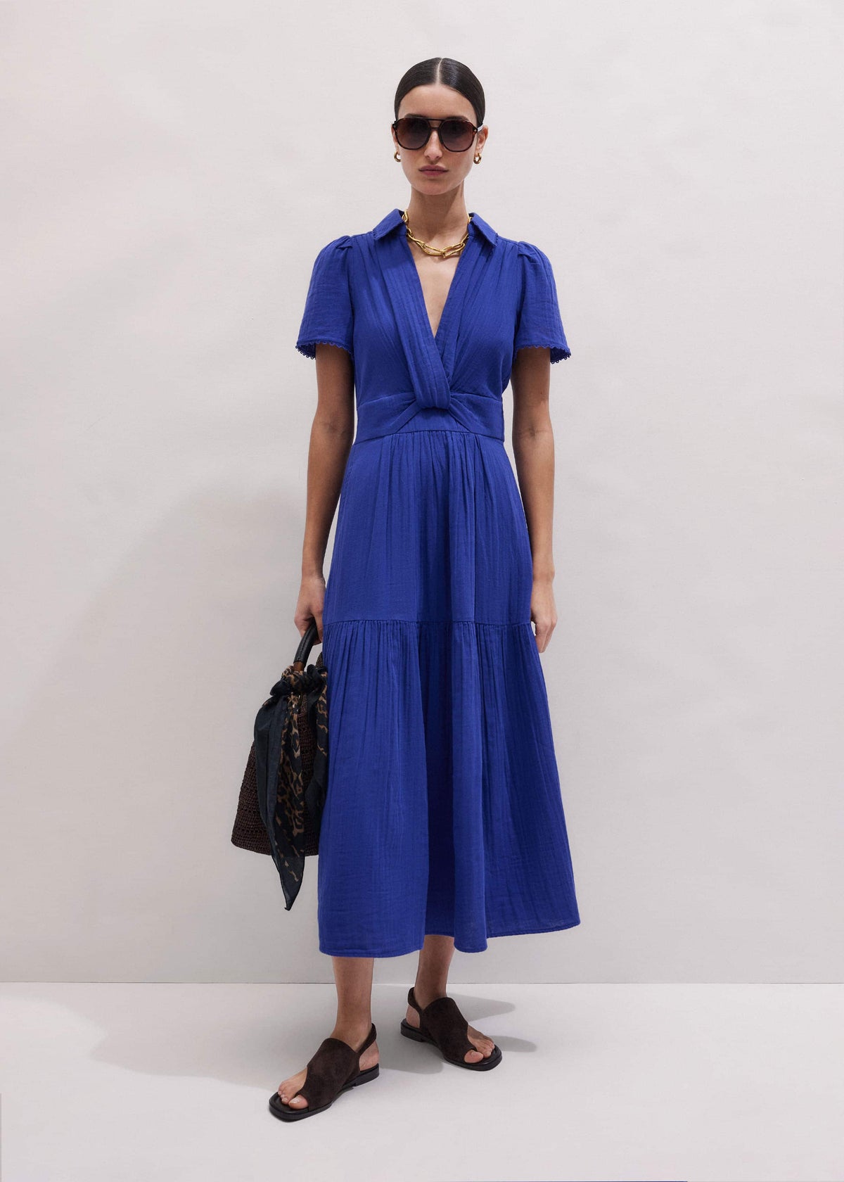 Blue Cheesecloth Fit + Flare Maxi Dress | ME+EM Clothing