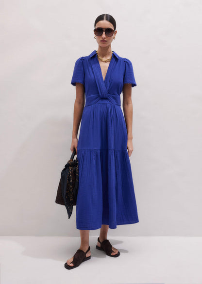 Blue Cheesecloth Fit + Flare Maxi Dress | ME+EM Clothing