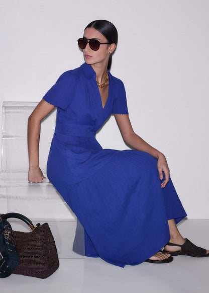 Blue Cheesecloth Fit + Flare Maxi Dress | ME+EM Clothing