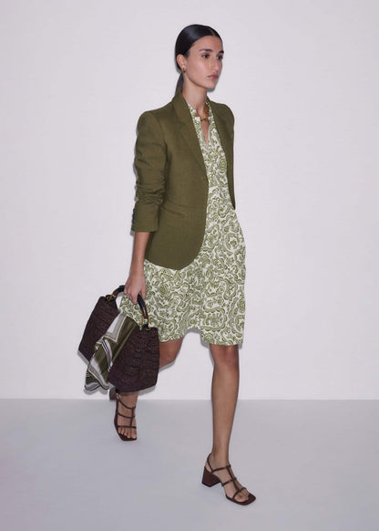 Green Entangled Lace Print Tiered Short Dress | ME+EM Clothing