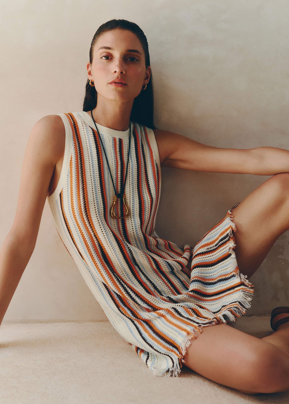 Cream Textured Knit Mini Dress | ME+EM Clothing