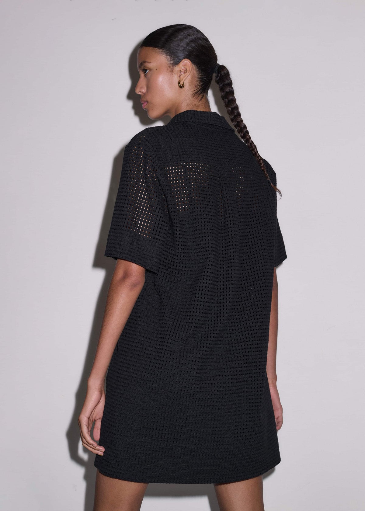 Black Broderie Anglaise Short Dress | ME+EM Clothing
