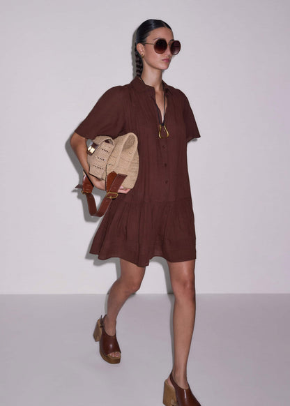 Cinnamon Brown Mini Swing Dress | ME+EM Clothing