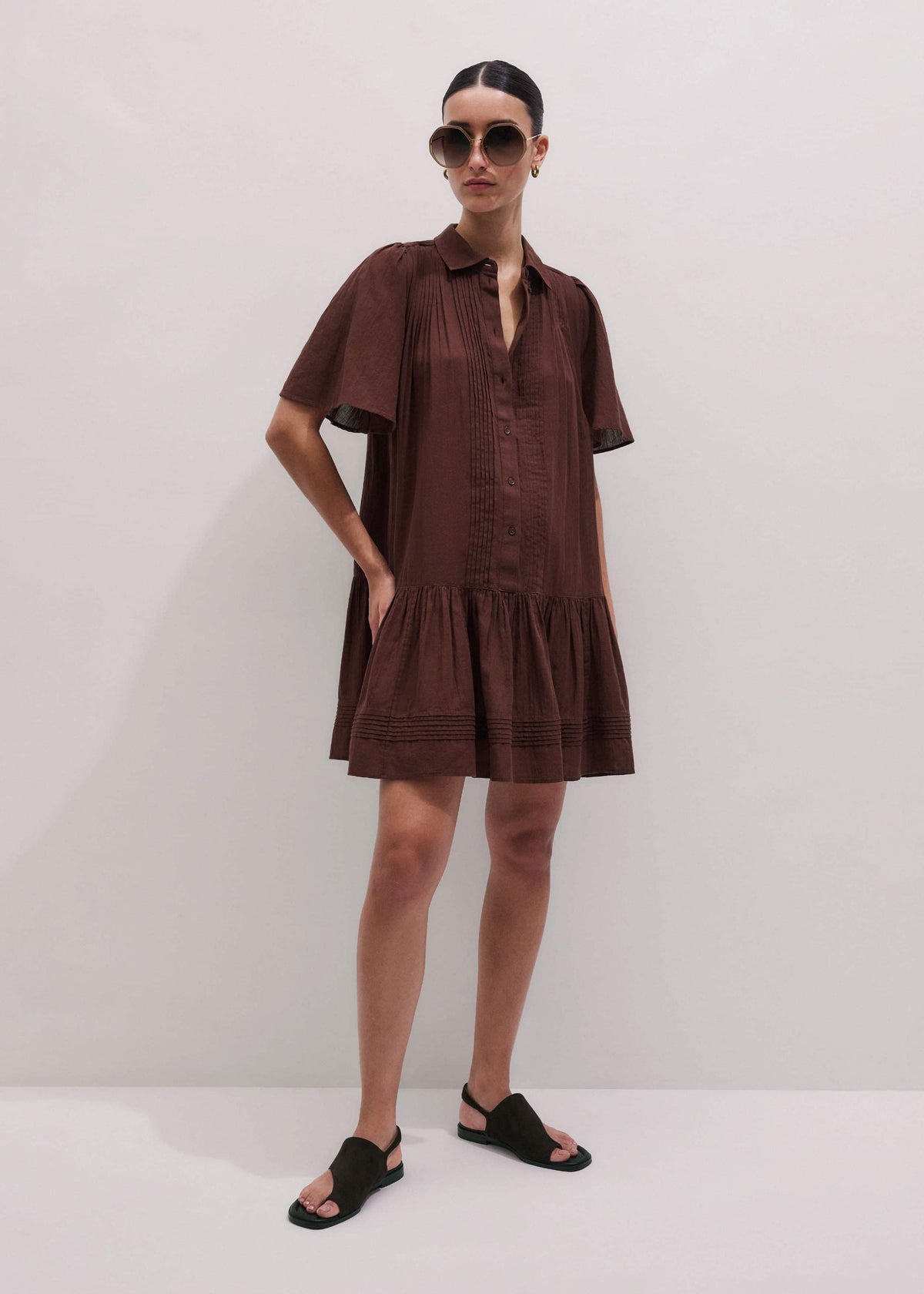 Cinnamon Brown Mini Swing Dress | ME+EM Clothing