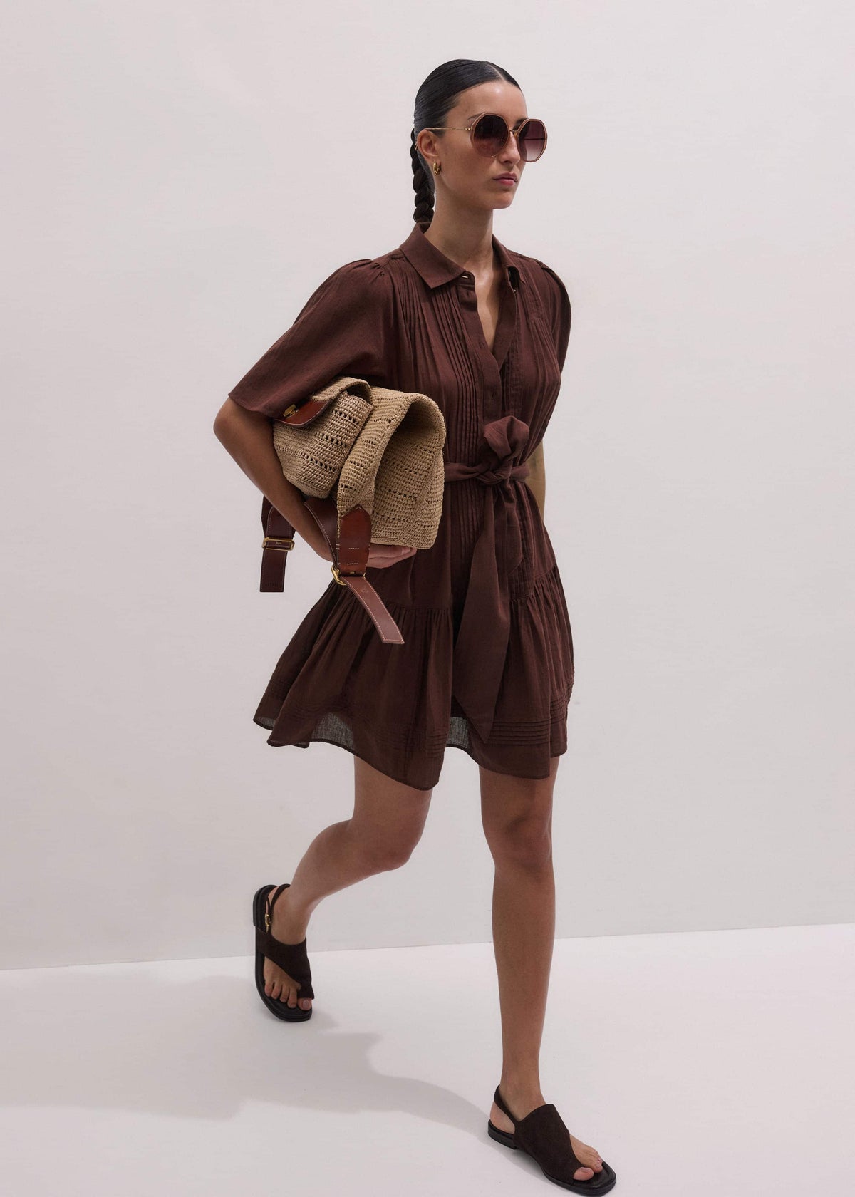Cinnamon Brown Mini Swing Dress | ME+EM Clothing