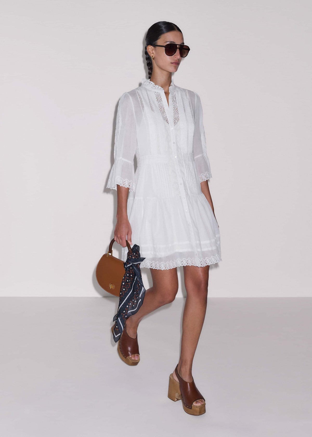 White Lace Trim Short Dress | ME+EM Clothing