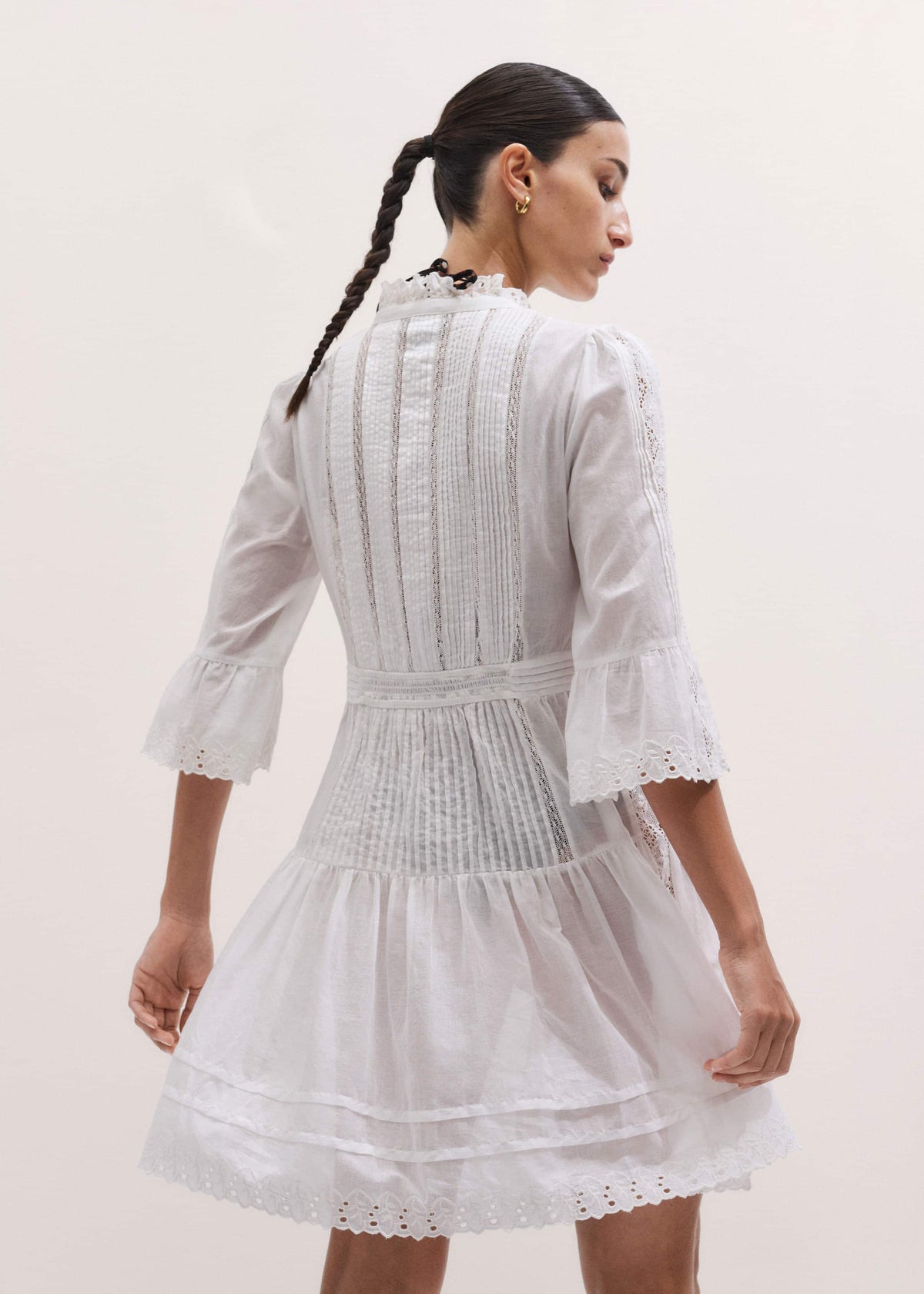White Lace Trim Short Dress | ME+EM Clothing