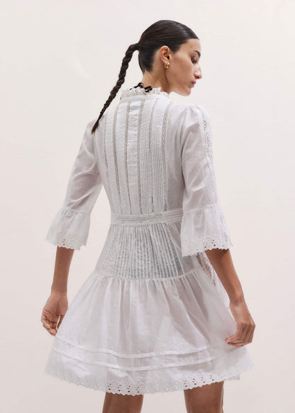 White Lace Trim Short Dress | ME+EM Clothing