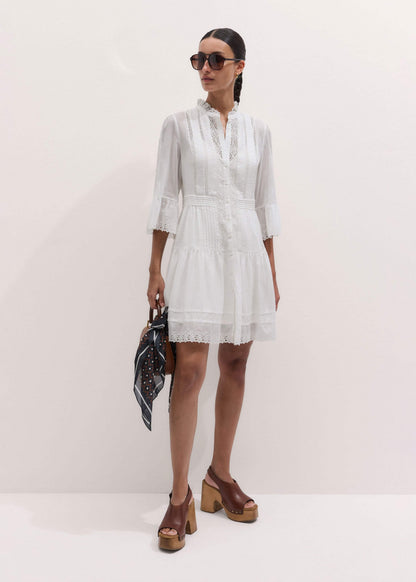White Lace Trim Short Dress | ME+EM Clothing