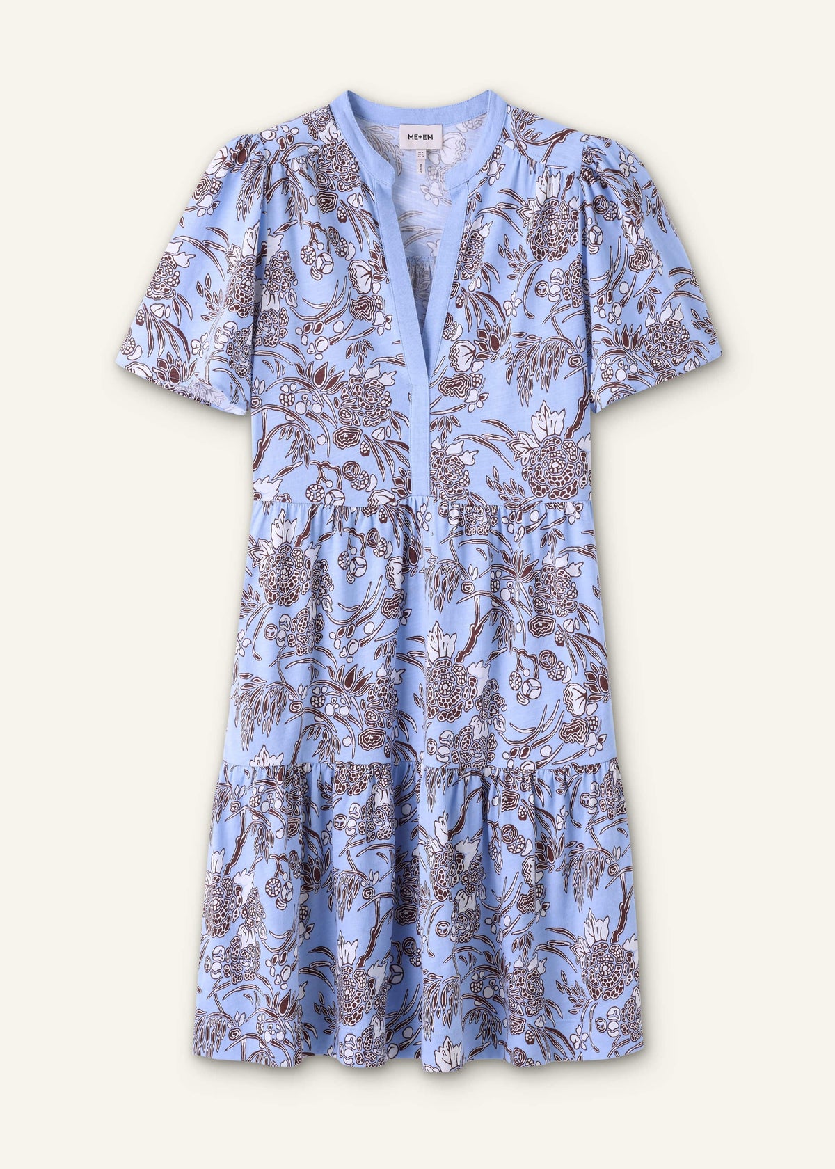 Blue Printed Tiered Short Dress | ME+EM Clothing