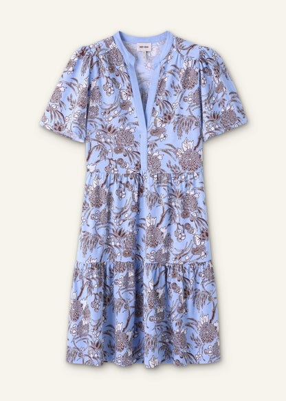 Blue Printed Tiered Short Dress | ME+EM Clothing