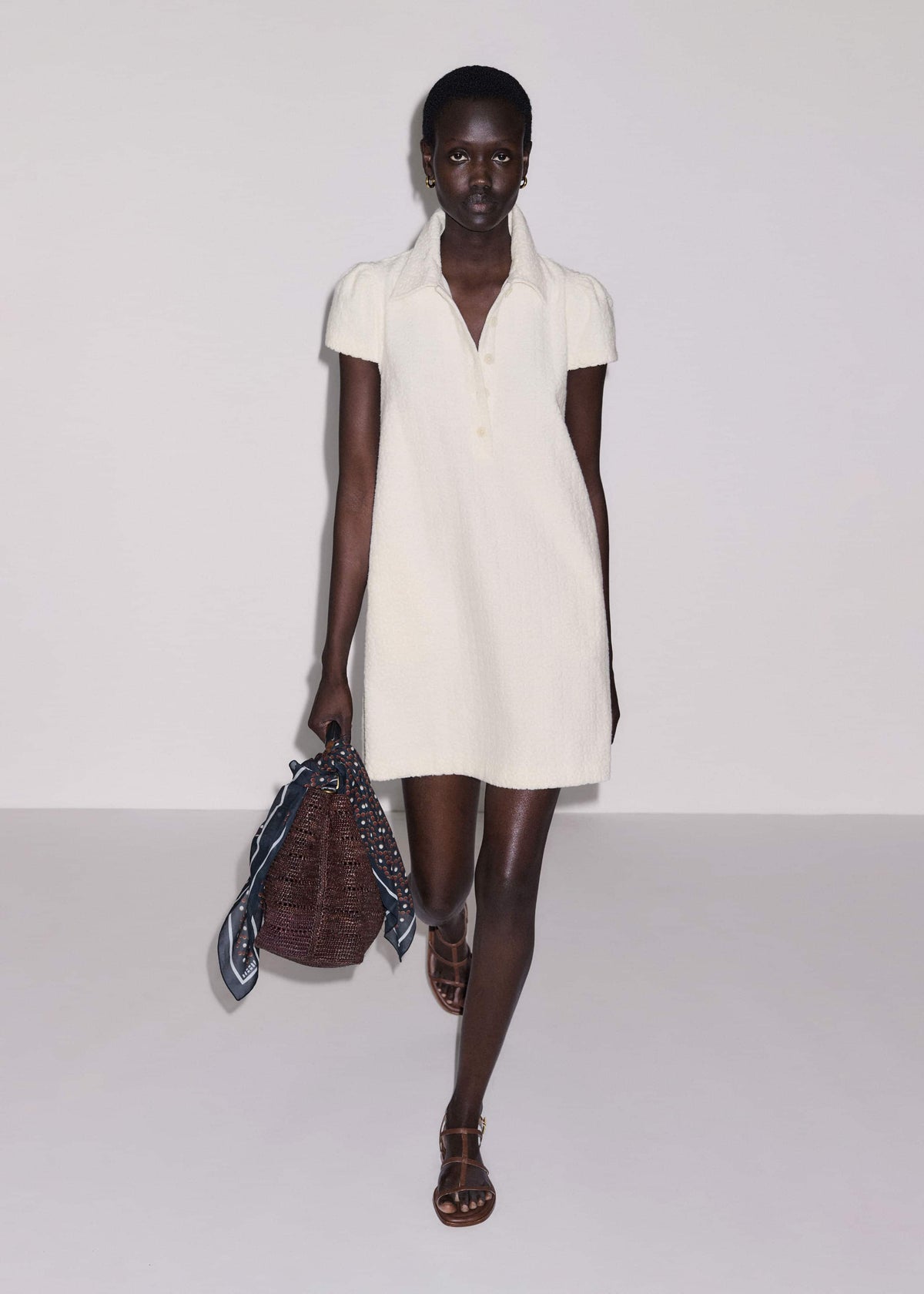 Cream Jacquard Short Swing Dress | ME+EM Clothing