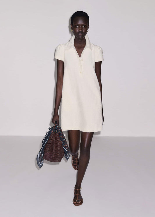 Cream Jacquard Short Swing Dress | ME+EM Clothing
