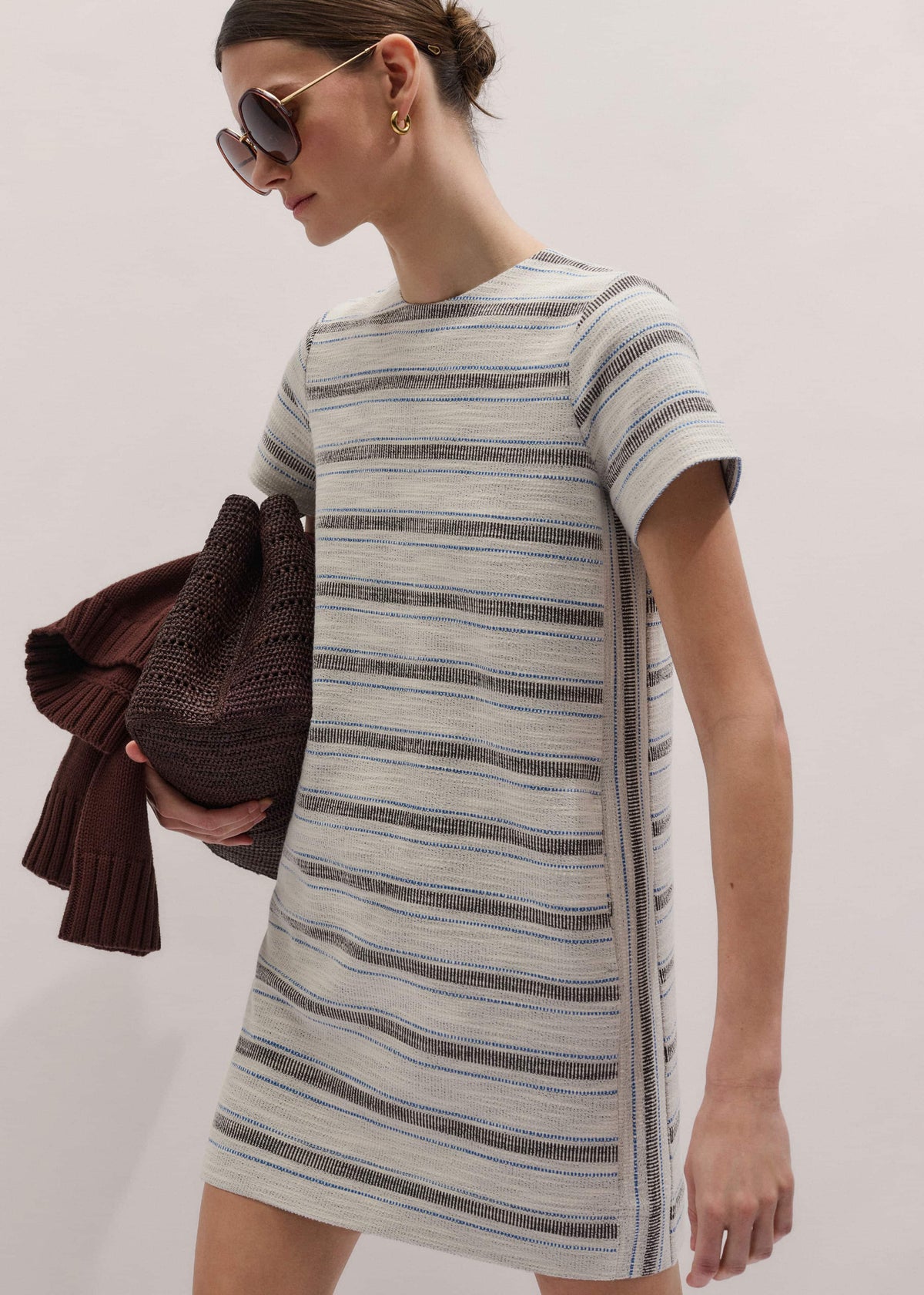Cream Striped A-Line Mini Dress | ME+EM Clothing