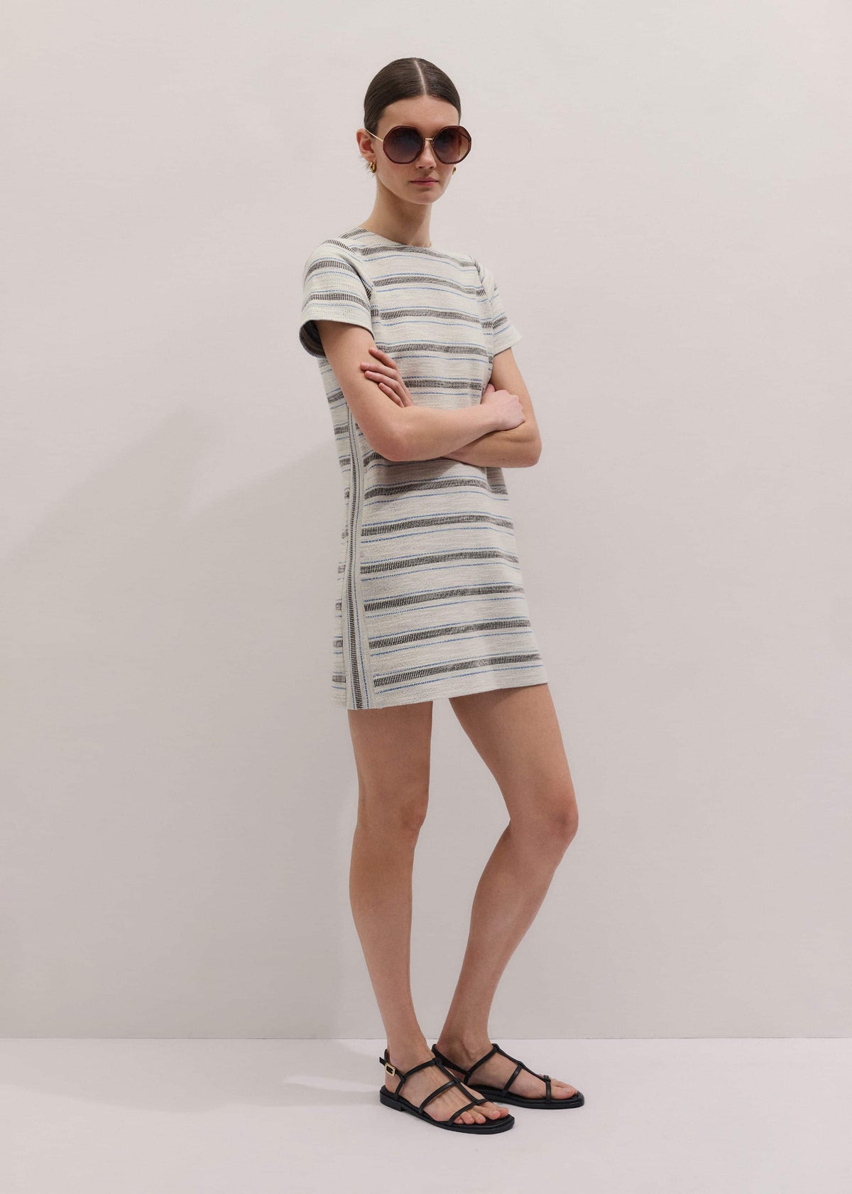 Cream Striped A-Line Mini Dress | ME+EM Clothing