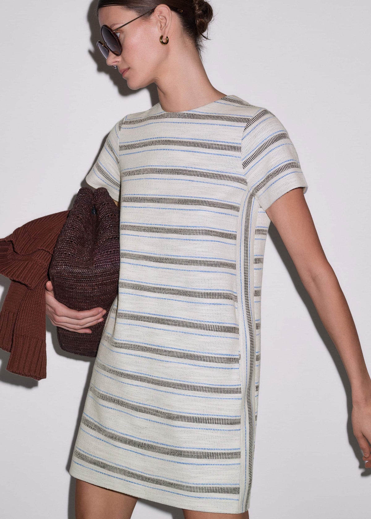 Cream Striped A-Line Mini Dress | ME+EM Clothing