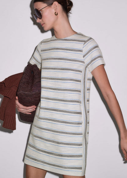 Cream Striped A-Line Mini Dress | ME+EM Clothing