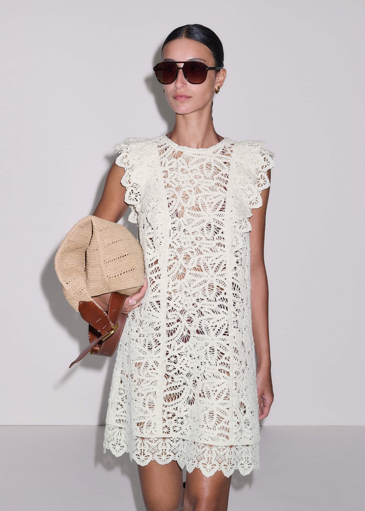 Cream Lace Layer Mini Dress | ME+EM Clothing