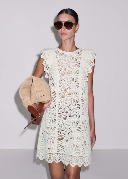 Cream Lace Layer Mini Dress | ME+EM Clothing