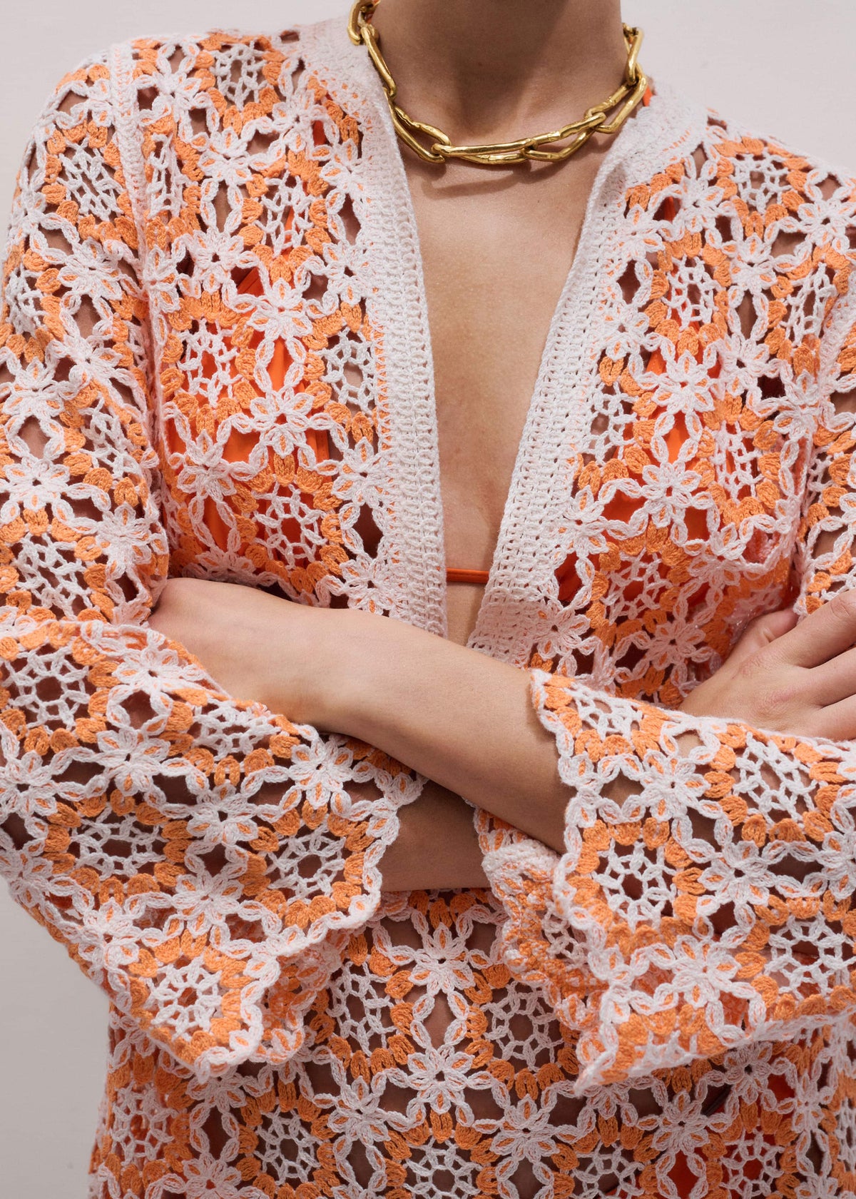 Orange Floral Crochet Mini Beach Dress | ME+EM Clothing