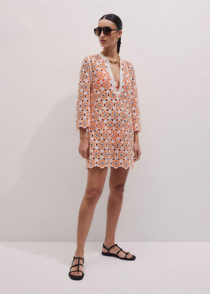 Orange Floral Crochet Mini Beach Dress | ME+EM Clothing