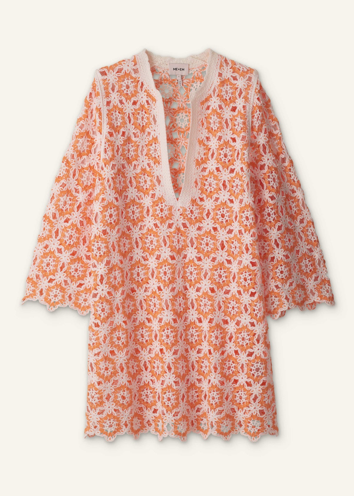 Orange Floral Crochet Mini Beach Dress | ME+EM Clothing