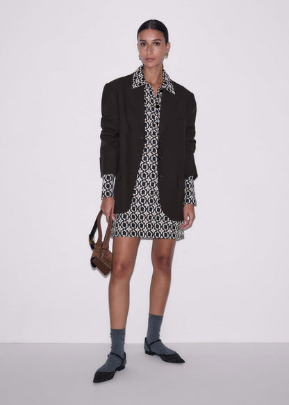 ME+EM's Navy Graphic Jacquard Short A-Line Dress is crafted from soft jersey in a graphic blend of colors. Shop now. | ME+EM Clothing