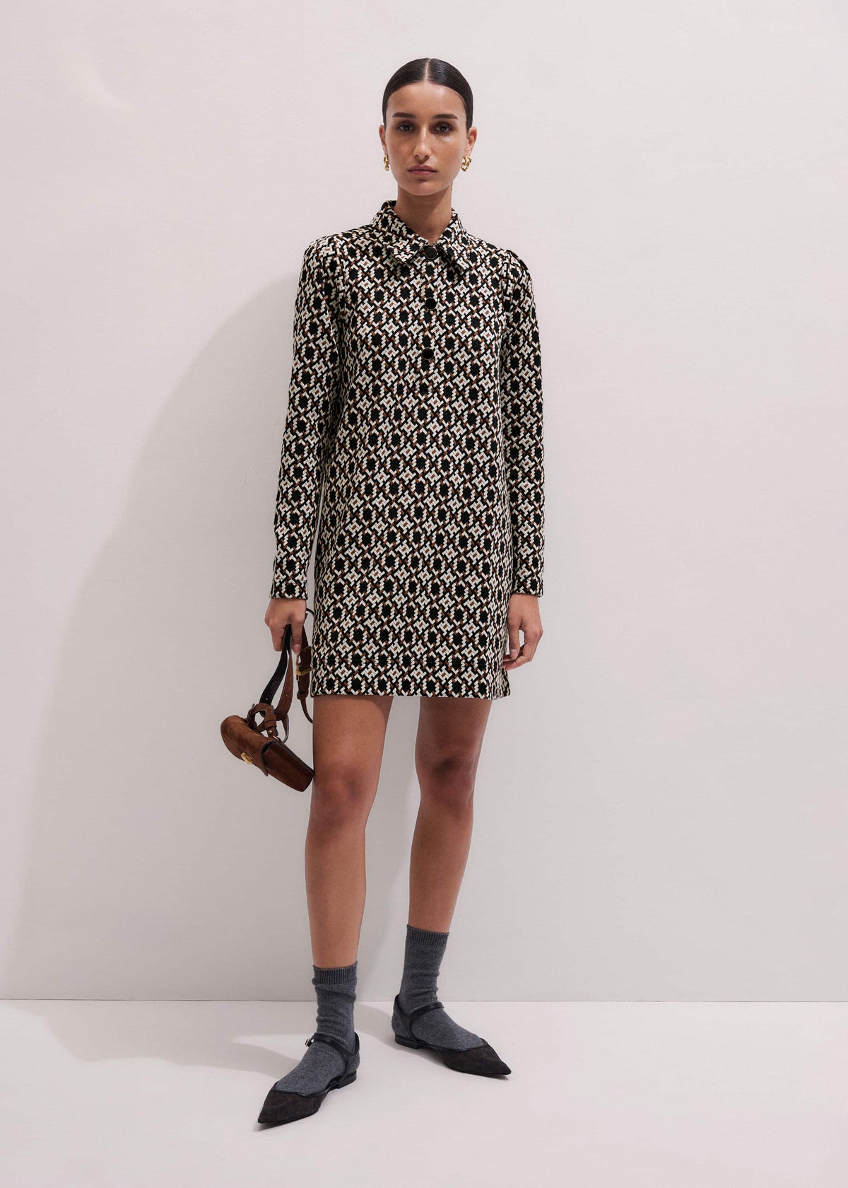 ME+EM's Navy Graphic Jacquard Short A-Line Dress is crafted from soft jersey in a graphic blend of colors. Shop now. | ME+EM Clothing
