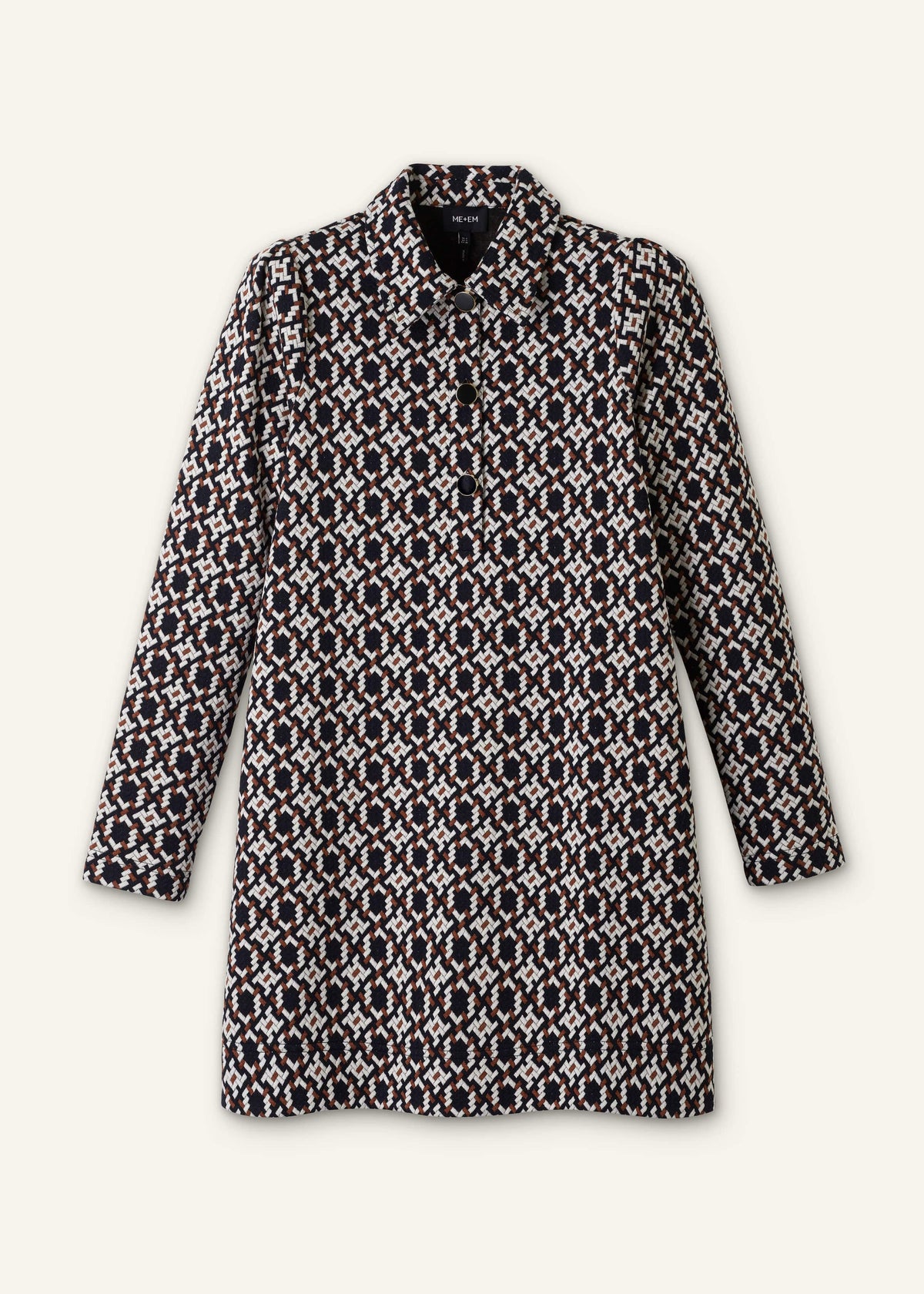 ME+EM's Navy Graphic Jacquard Short A-Line Dress is crafted from soft jersey in a graphic blend of colors. Shop now. | ME+EM Clothing