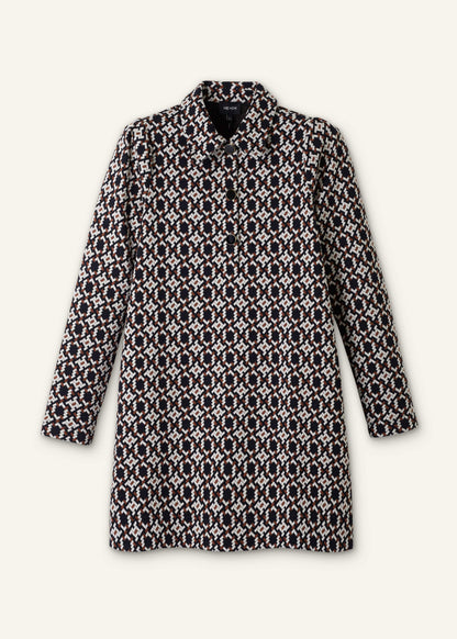 ME+EM's Navy Graphic Jacquard Short A-Line Dress is crafted from soft jersey in a graphic blend of colors. Shop now. | ME+EM Clothing