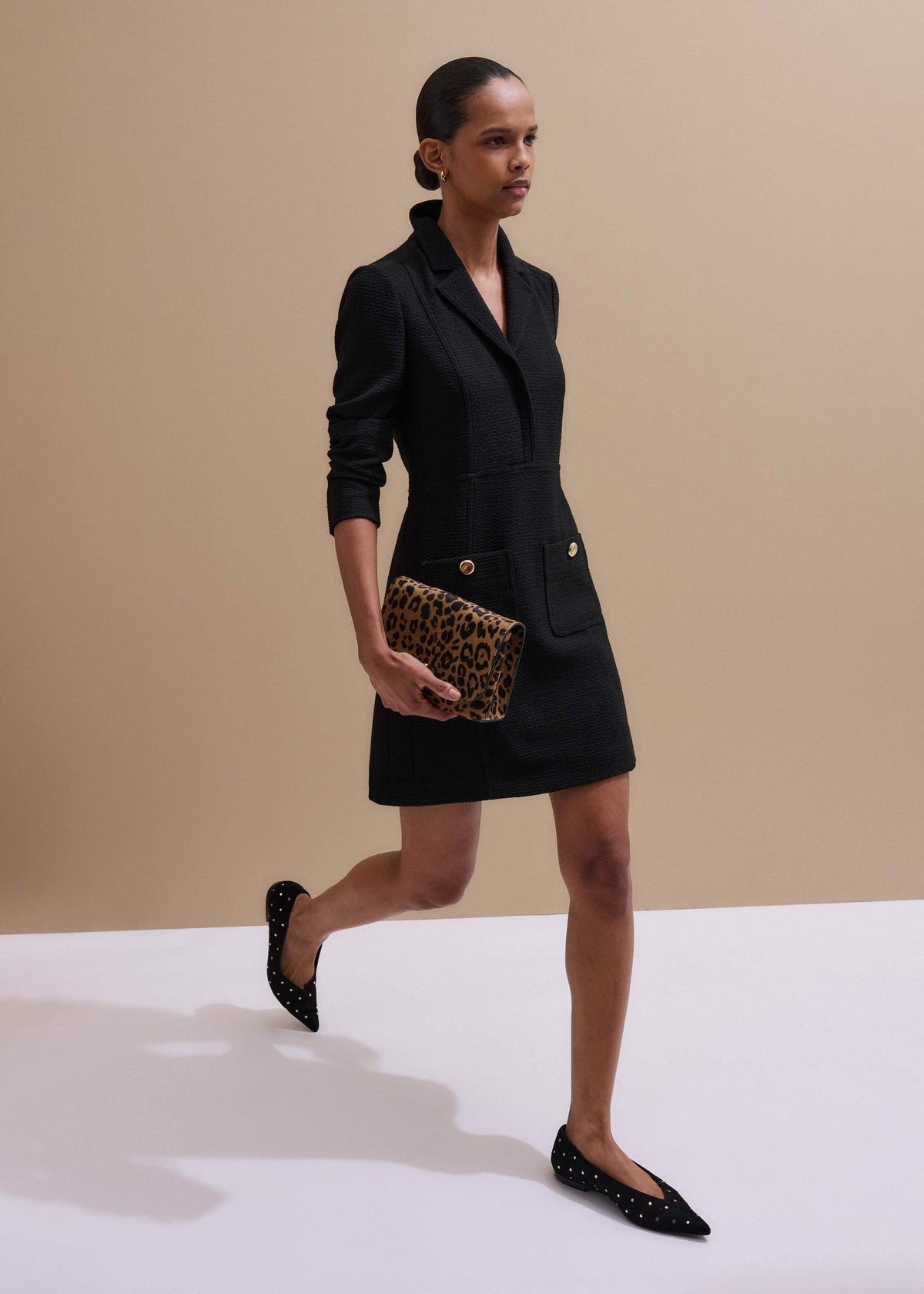 Black Day-To-Evening Textured Mini Dress | ME+EM Clothing