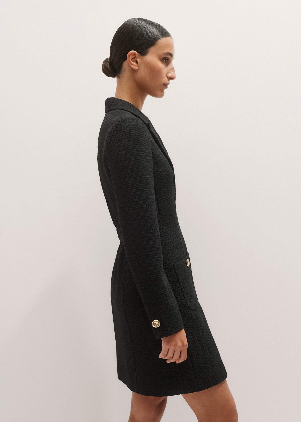 Black Day-To-Evening Textured Mini Dress | ME+EM Clothing