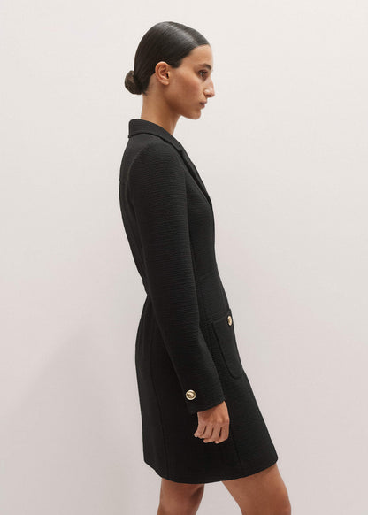 Black Day-To-Evening Textured Mini Dress | ME+EM Clothing