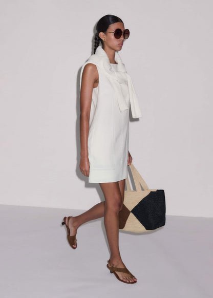 White Crease-Less Linen Embroidered Midi Dress | ME+EM Clothing