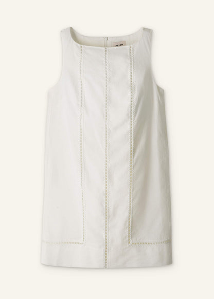White Crease-Less Linen Embroidered Midi Dress | ME+EM Clothing