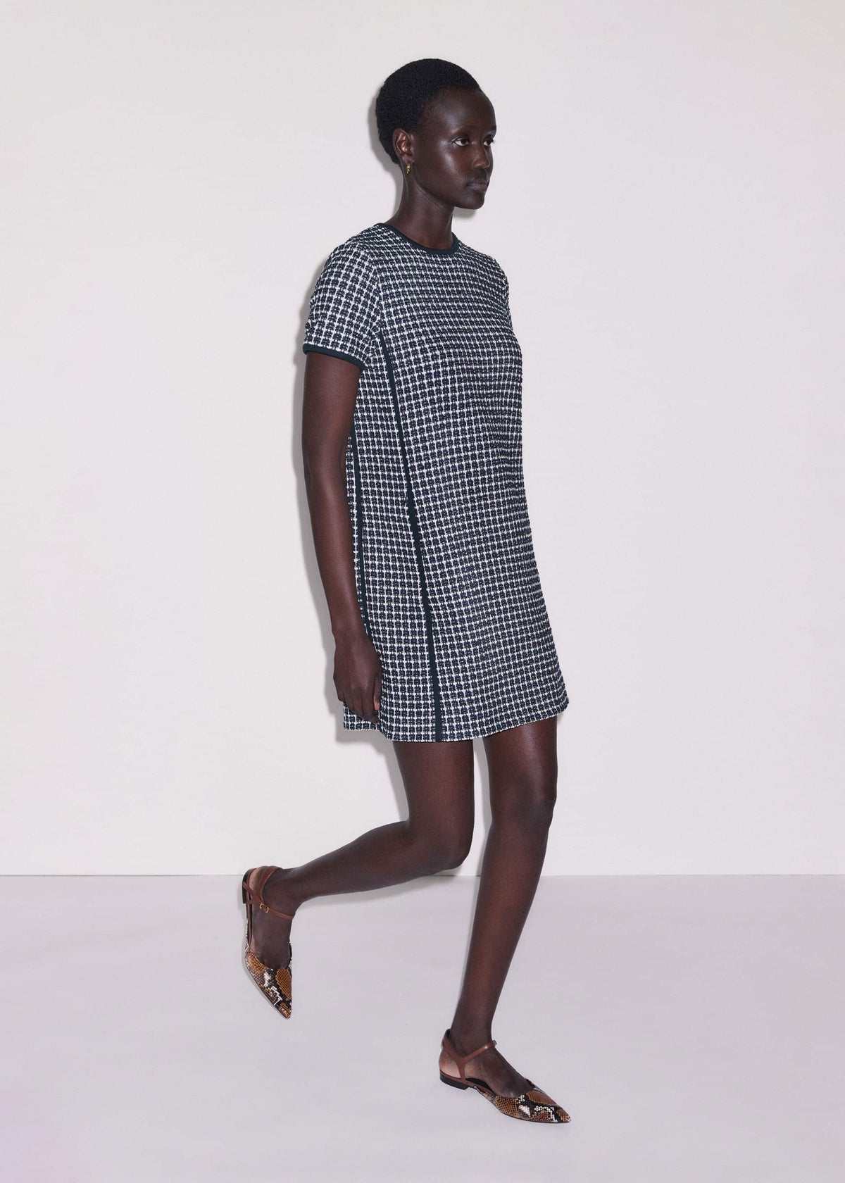 Navy Textured Short Sleeve Mini Dress | ME+EM Clothing