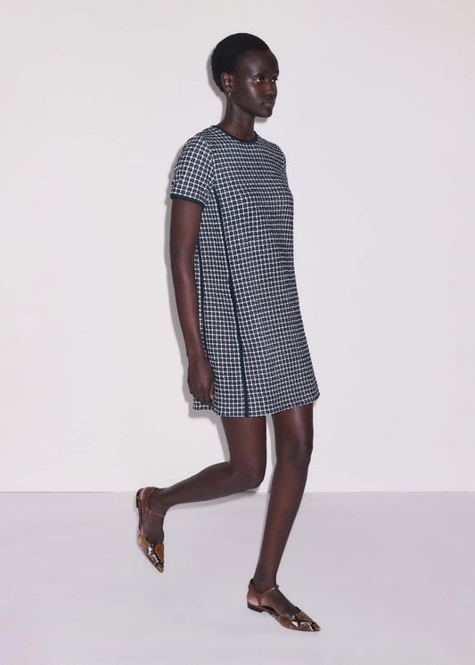 Navy Textured Short Sleeve Mini Dress | ME+EM Clothing