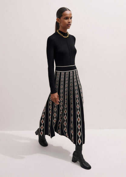 Black Jacquard Half Zip Maxi Dress | ME+EM Clothing