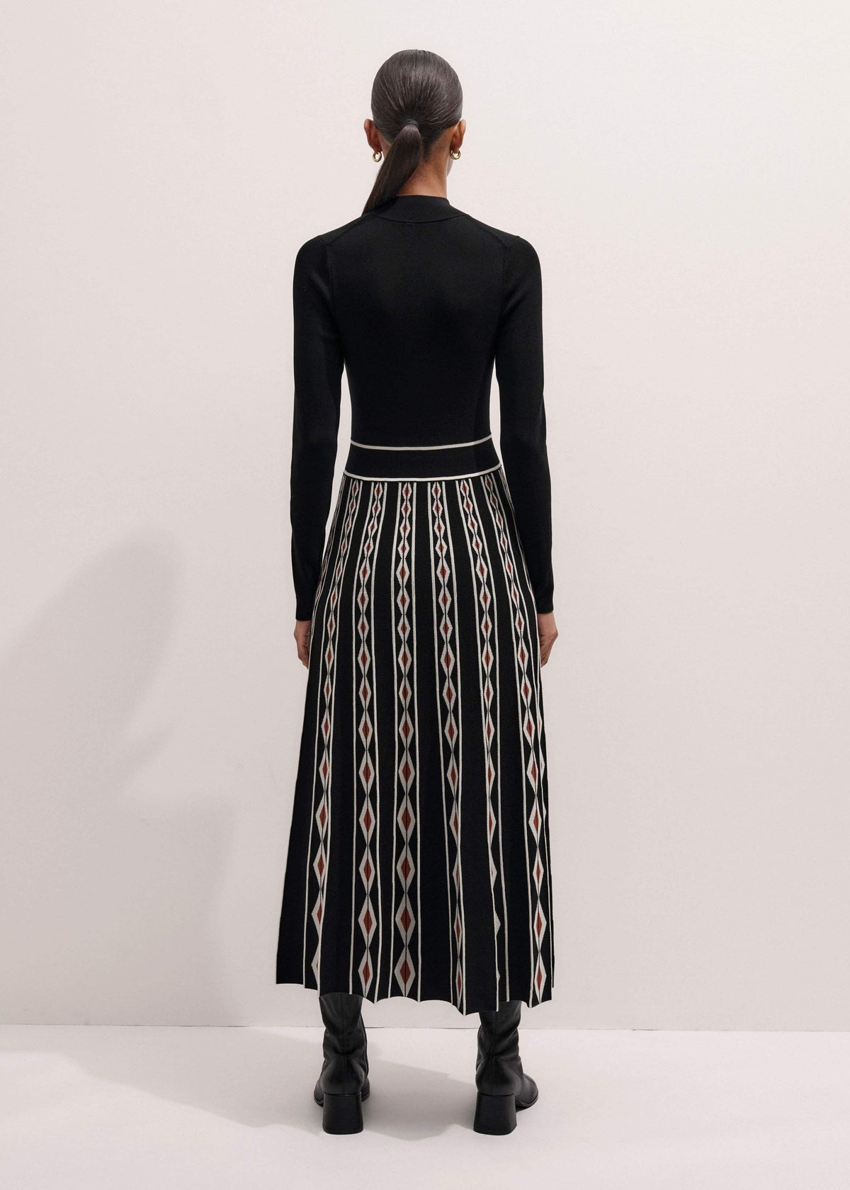 Black Jacquard Half Zip Maxi Dress | ME+EM Clothing