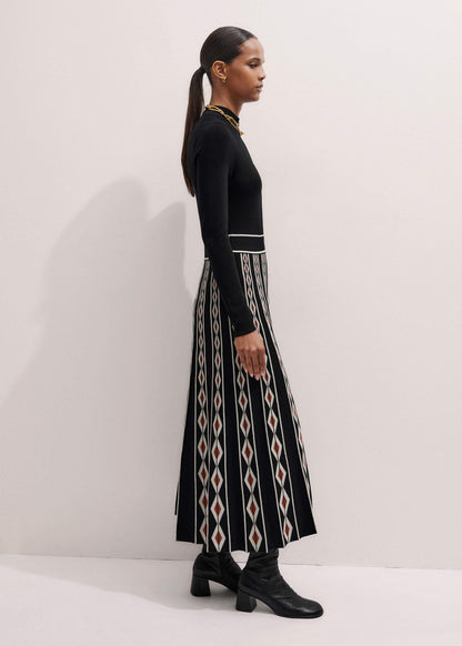 Black Jacquard Half Zip Maxi Dress | ME+EM Clothing