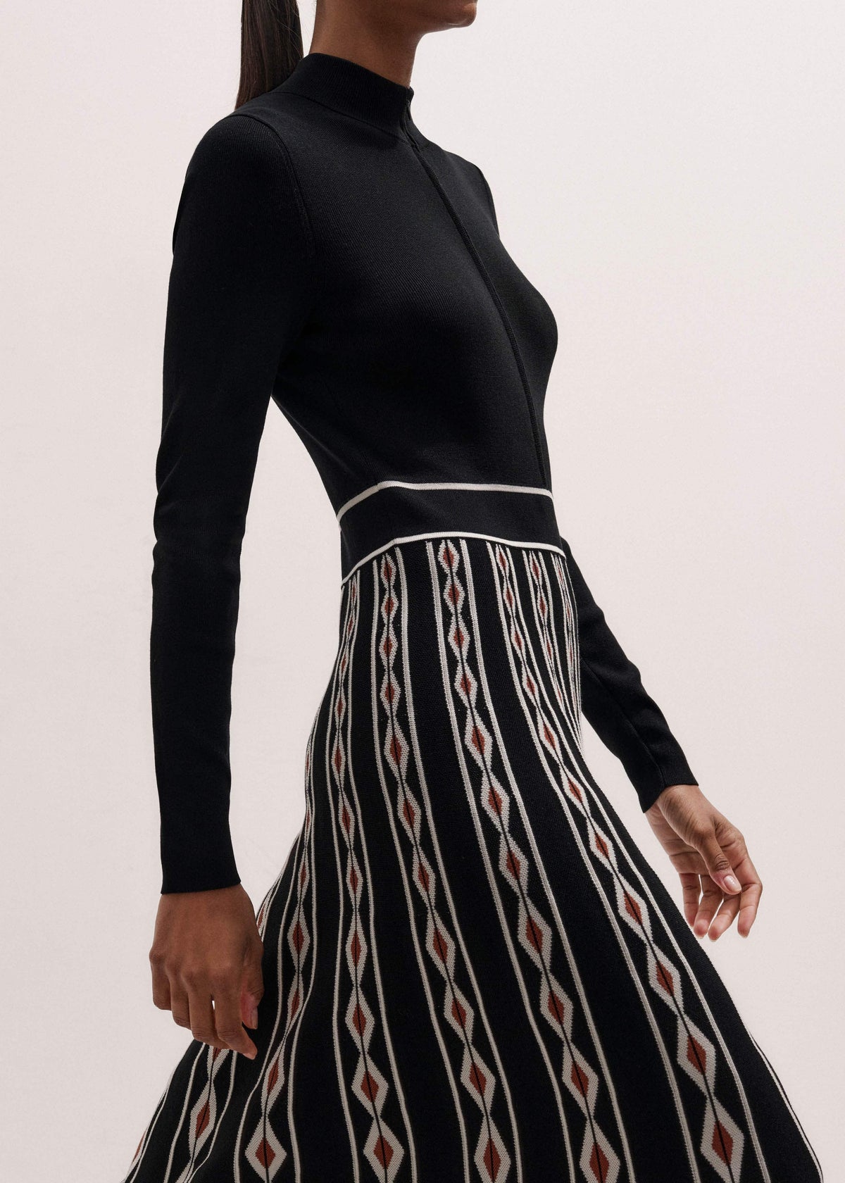 Black Jacquard Half Zip Maxi Dress | ME+EM Clothing