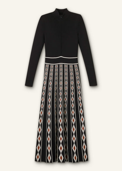 Black Jacquard Half Zip Maxi Dress | ME+EM Clothing