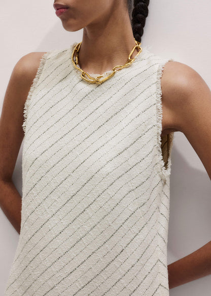 Ivory Striped Bias Cut Maxi Dress | ME+EM Clothing