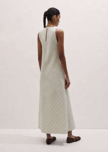 Ivory Striped Bias Cut Maxi Dress | ME+EM Clothing