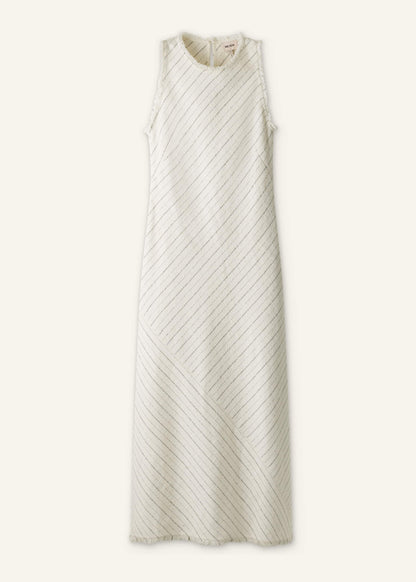 Ivory Striped Bias Cut Maxi Dress | ME+EM Clothing