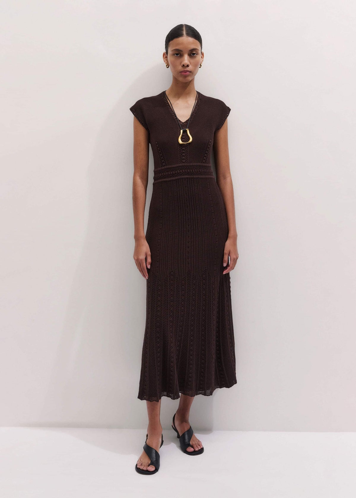 Brown Pointelle Maxi Dress | ME+EM Clothing